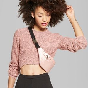 Wild Fable Pink Crop Top Fuzzy Sweater